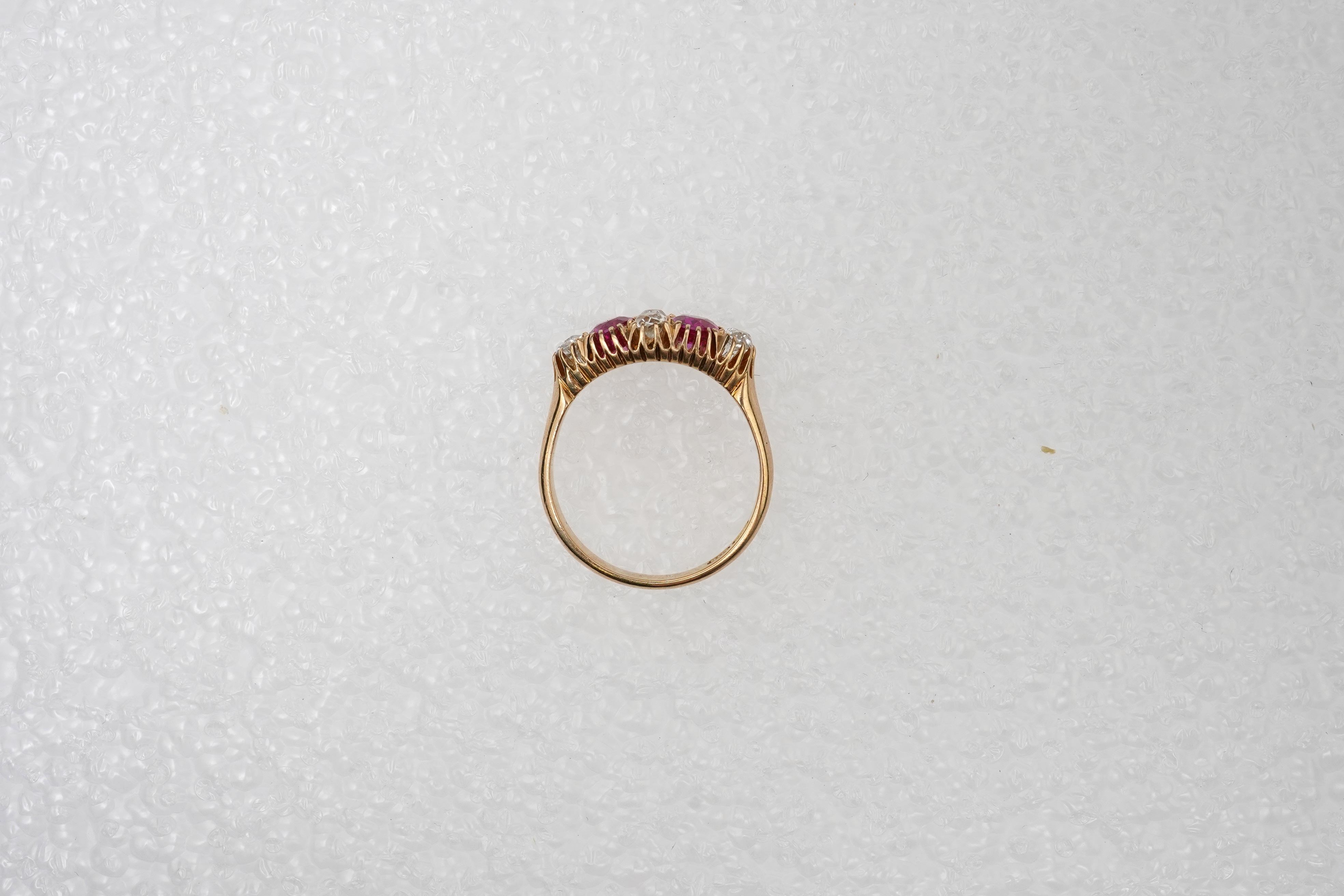A synthetic ruby and diamond ring, early 20th century